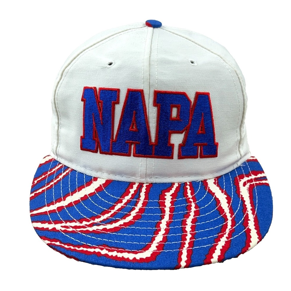 Vintage Napa Trucker Hat Cap Made IN USA Louisville MFG Blue White Zubaz 90s
